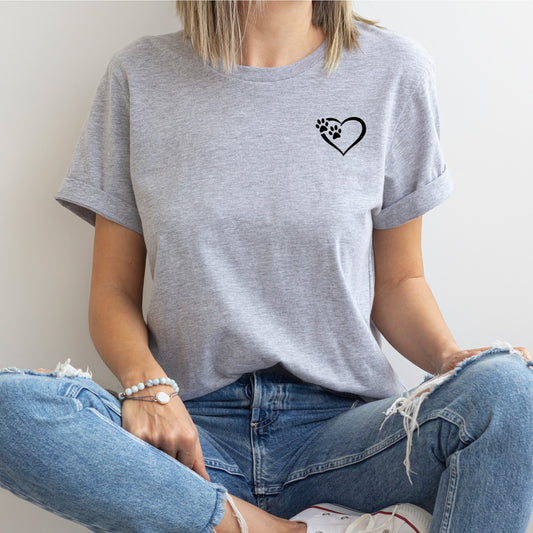 Heart and Paws T-Shirt - Grey Size XL - UK 20 (43")