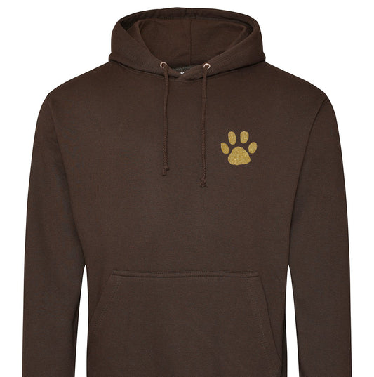 Gold Paw Hoodie- Chocolate Size S -  (UK 10-12) 36in