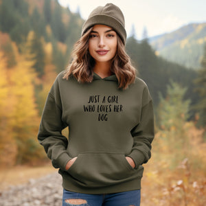 Just a Girl Who Loves Her Dog Hoodie - Olive Size L - UK 16-18 (44")