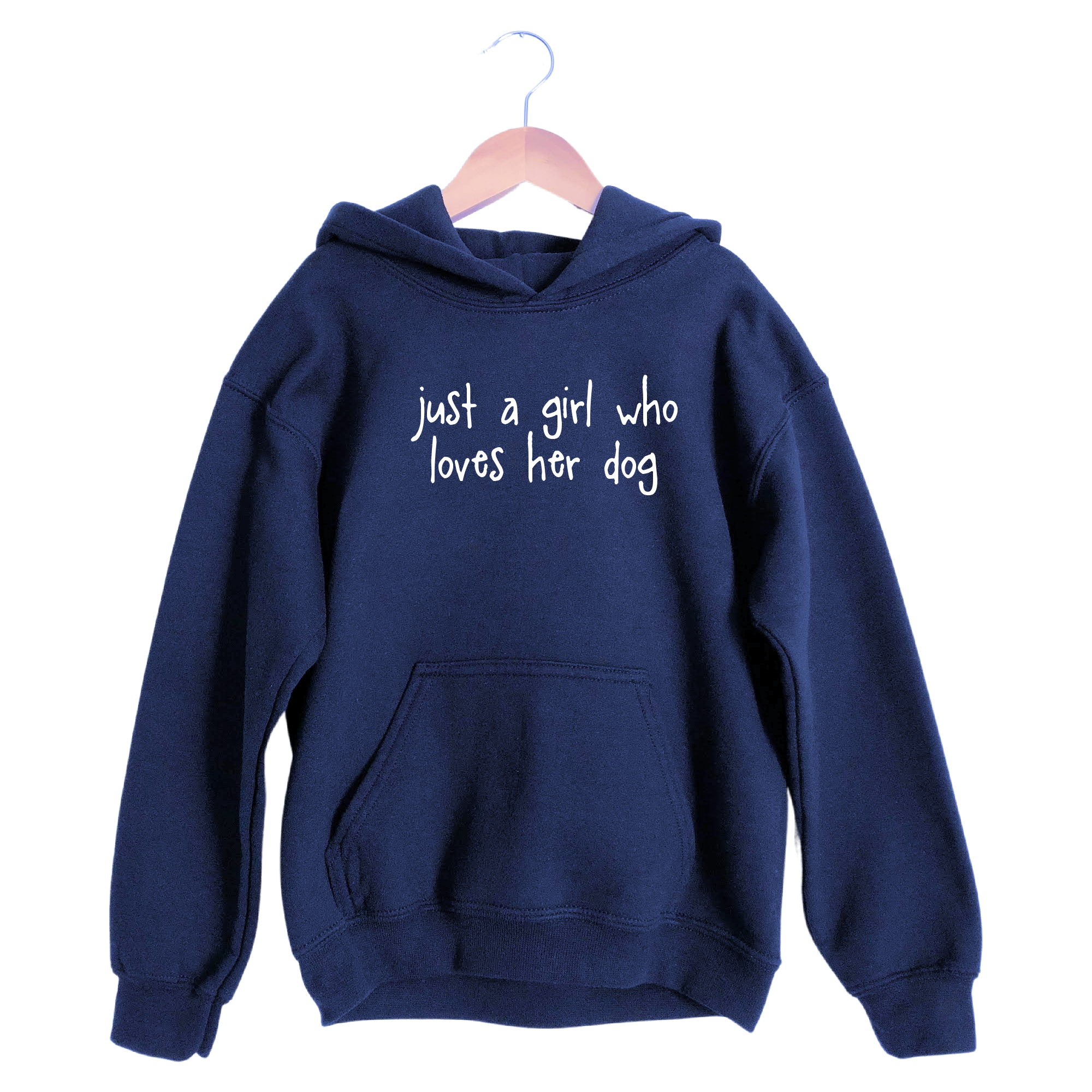 Just a Girl Who Loves Her Dog Hoodie - Navy - Kids Size 12-13Y (34")