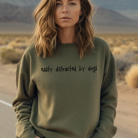 Easily Distracted by Dogs Sweatshirt - Olive Size XL - UK 20-22 (48")