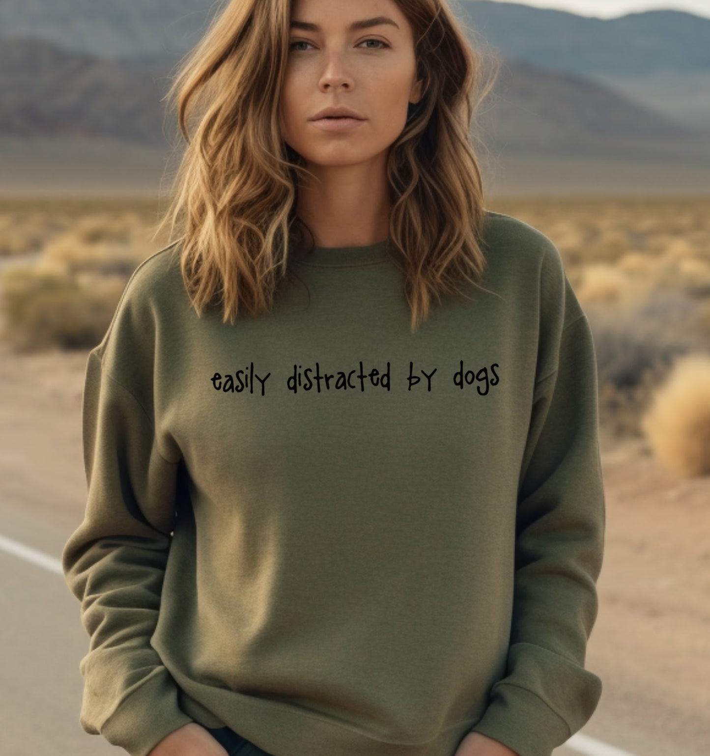 Easily Distracted by Dogs Sweatshirt - Olive Size M - 40" (UK 14)