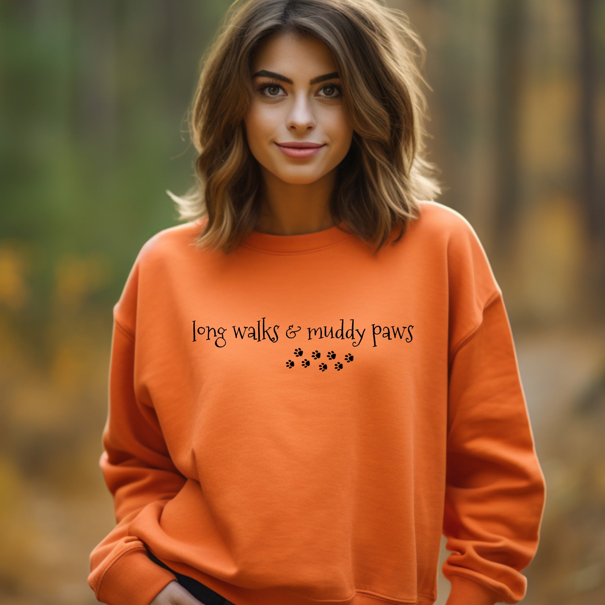 Long Walks and Muddy Paws Sweatshirt - Burnt Orange Size XL - 48" (UK 20-22)