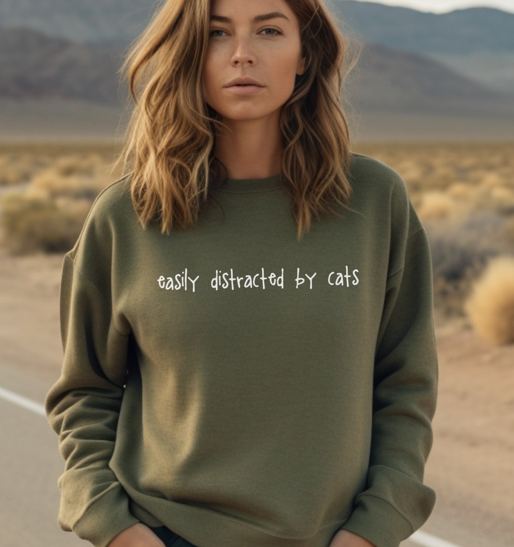 'Easily Distracted by Cats' Sweatshirt, Women's Sweatshirt