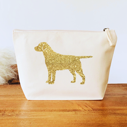 Gold Labrador Black Cosmetic/Storage Pouch