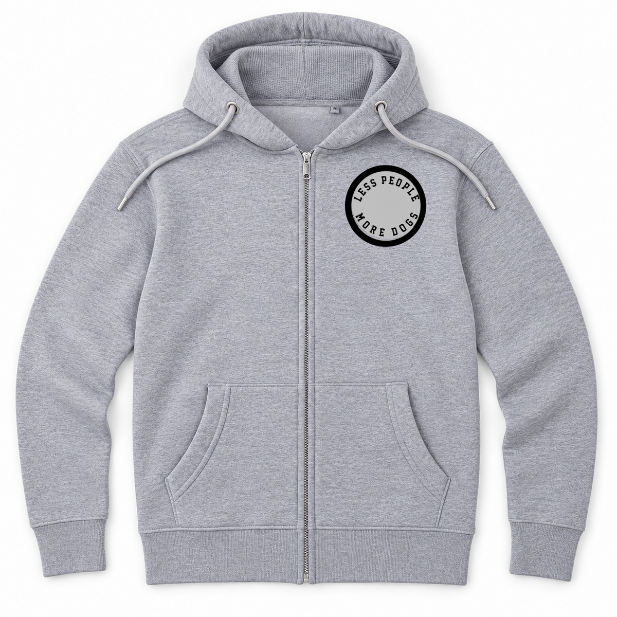 Less People More Dogs Zipped Hoodie - Grey Size M (38/40")