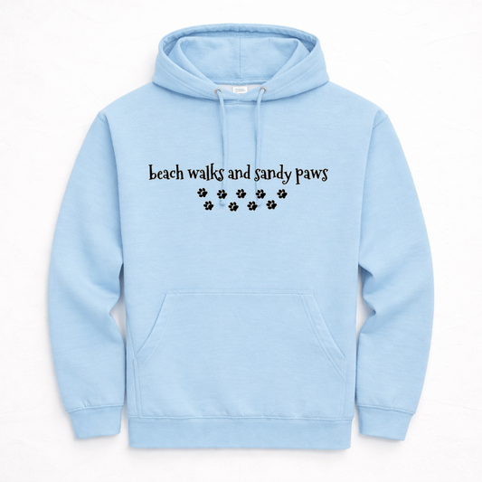 Beach Walks and Sandy Paws Hoodie - Ice Blue Size XXL - 52" (UK 24-26)