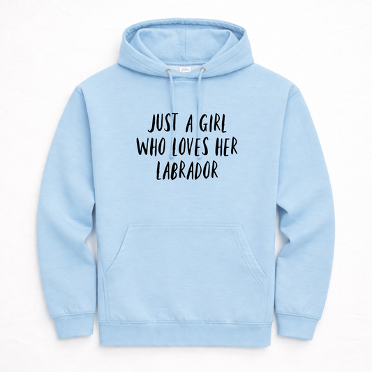 Just a Girl who lover her Labrador Hoodie - Ice Blue Size XS - 34" (UK 8-10)