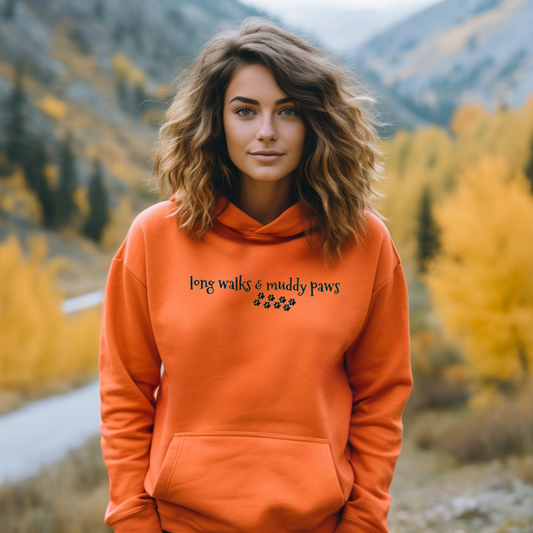 Long Walks and Muddy Paws Hoodie - Burnt Orange Size M - 40" (UK 14)