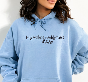 Long Walks and Muddy Paws Hoodie- Sky Blue Size M - 40" (UK 14)