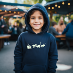 Load image into Gallery viewer, Glow in the Dark Christmas Dinosaur Kids Hoodie
