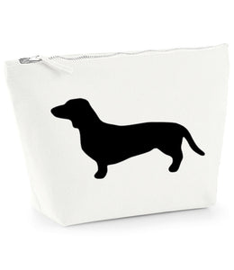 Dachshund Makeup Bag - Off White with Matt Black Dachshund