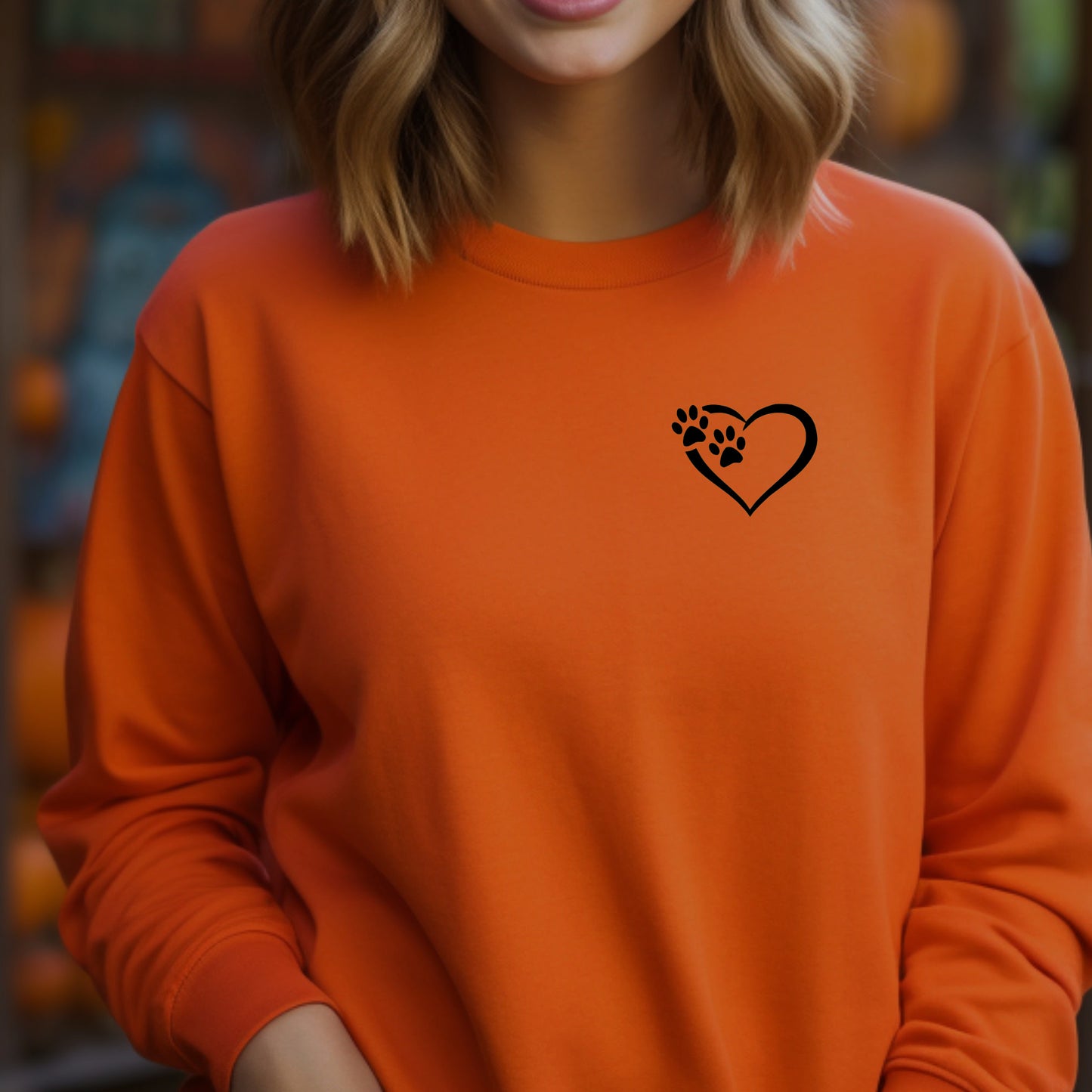 Heart and Paws Sweatshirt - Burnt Orange Size S - UK 10-12 (36")