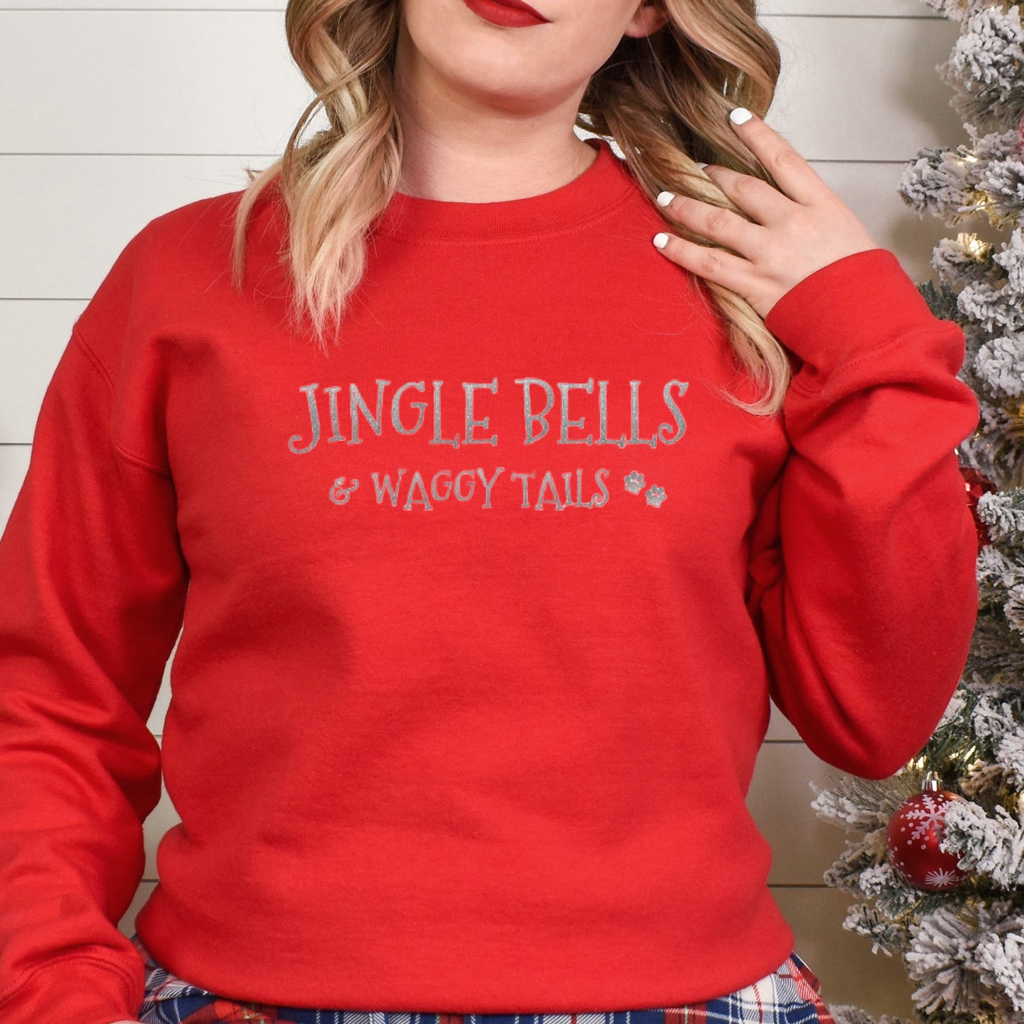 Jingle Bells and Waggy Tails Christmas Dog Lover Sweatshirt