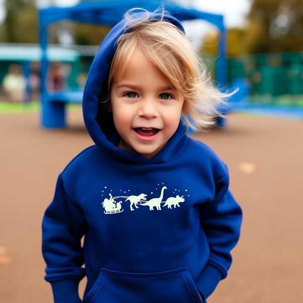 Glow in the Dark Christmas Dinosaur Kids Hoodie jessandtilly