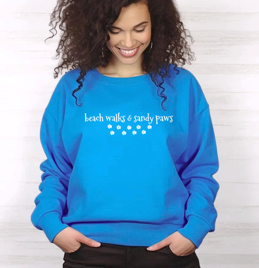 Beach Walks and Sandy Paws Sweatshirt - Sapphire Size XL - UK 20-22 (48")