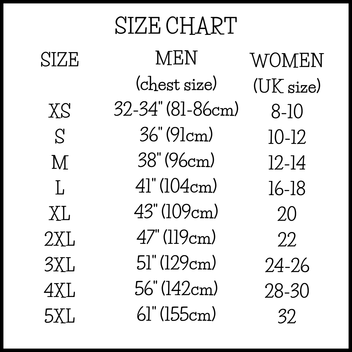 size chart