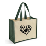 Load image into Gallery viewer, Paw Prints Jute and Canvas Tote Bag
