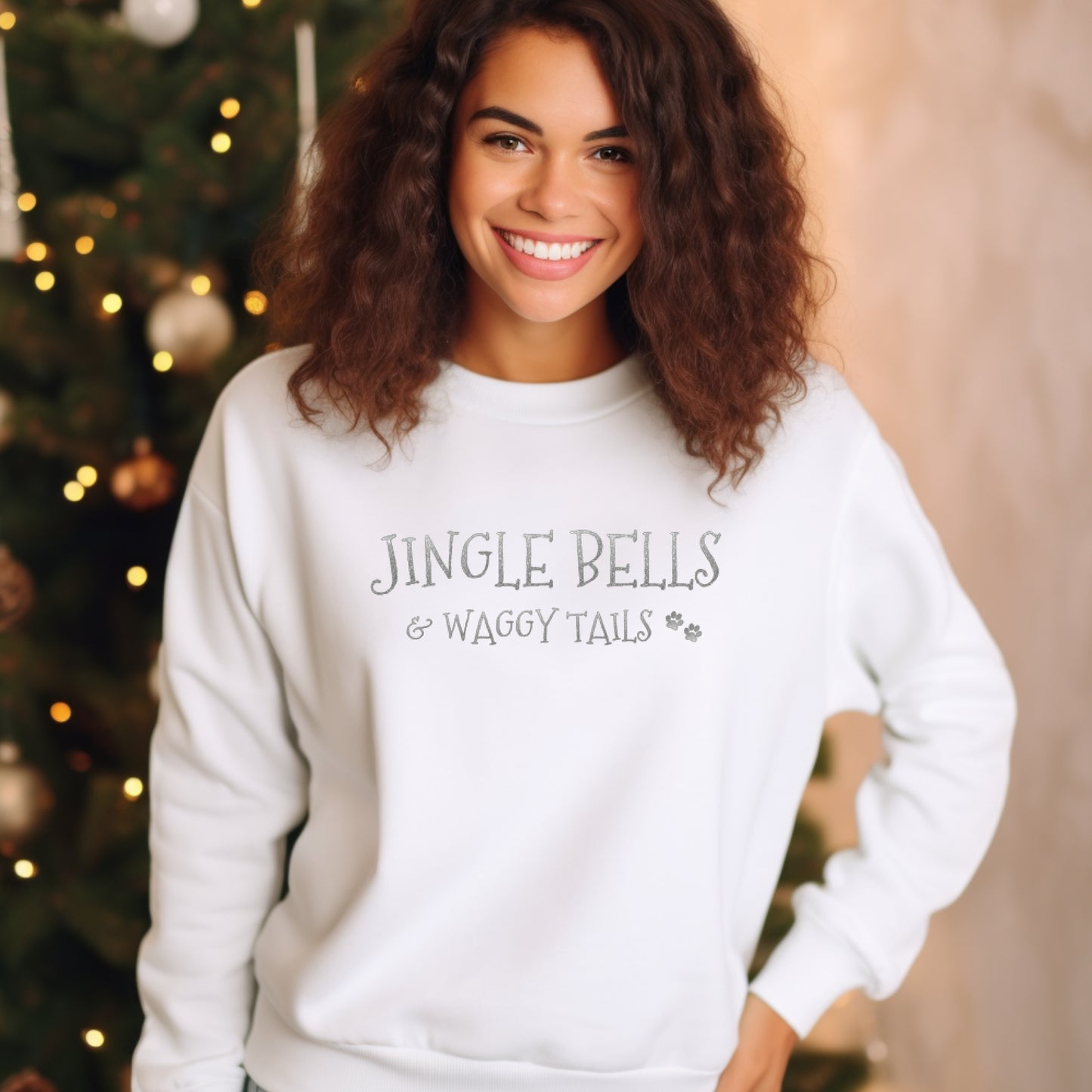 Jingle Bells and Waggy Tails Christmas Dog Lover Sweatshirt