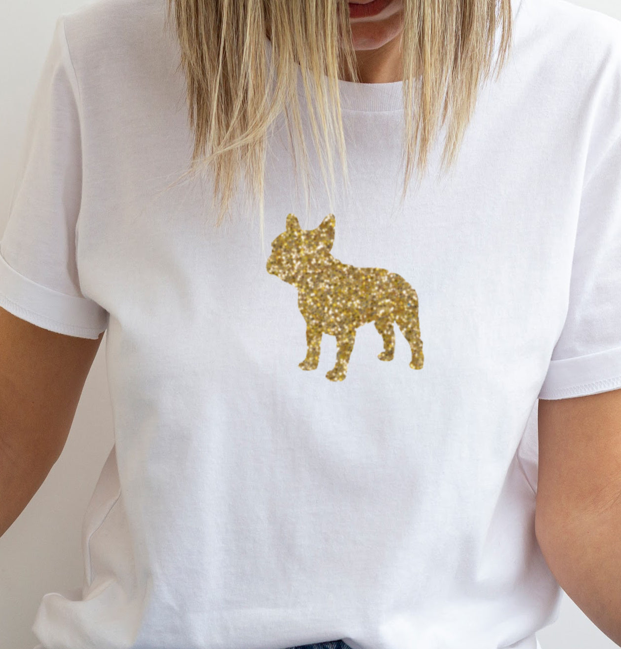 ANY BREED Gold Glitter Dog Design T- Shirt