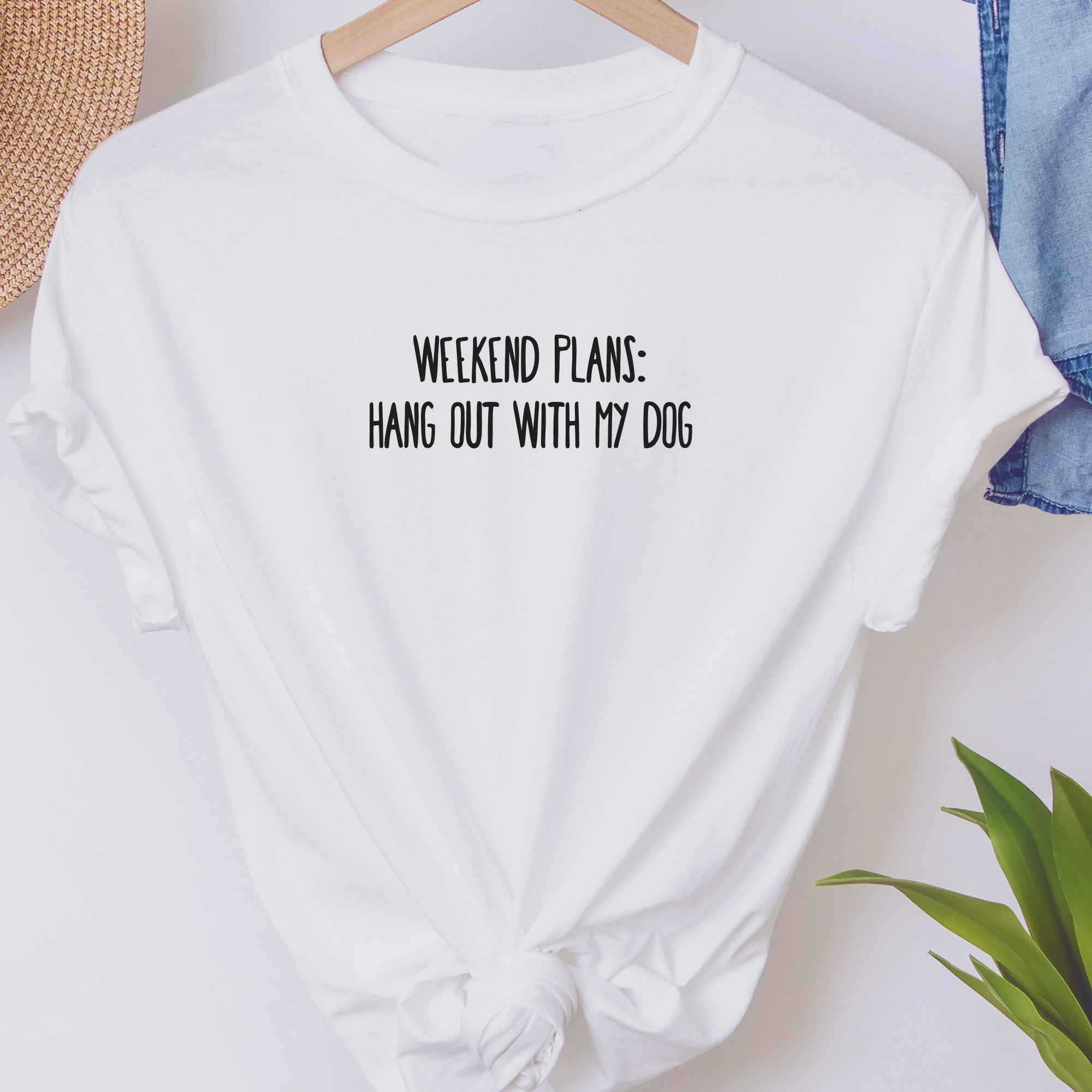'Hang out with my Dog' Slogan Ladies Relaxed Fit T-Shirt