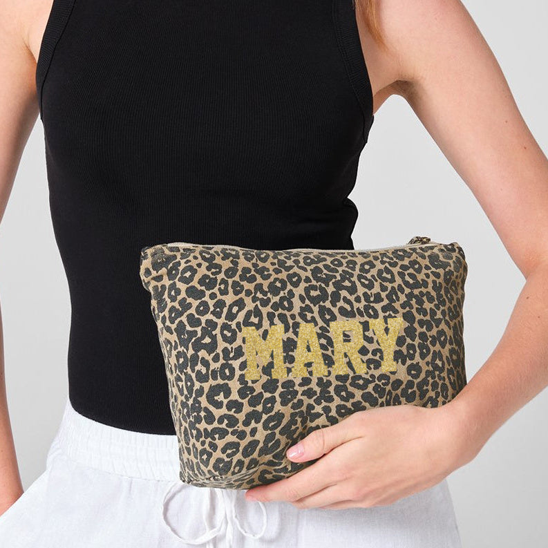 NEW! Leopard Print Canvas Accessory Bag