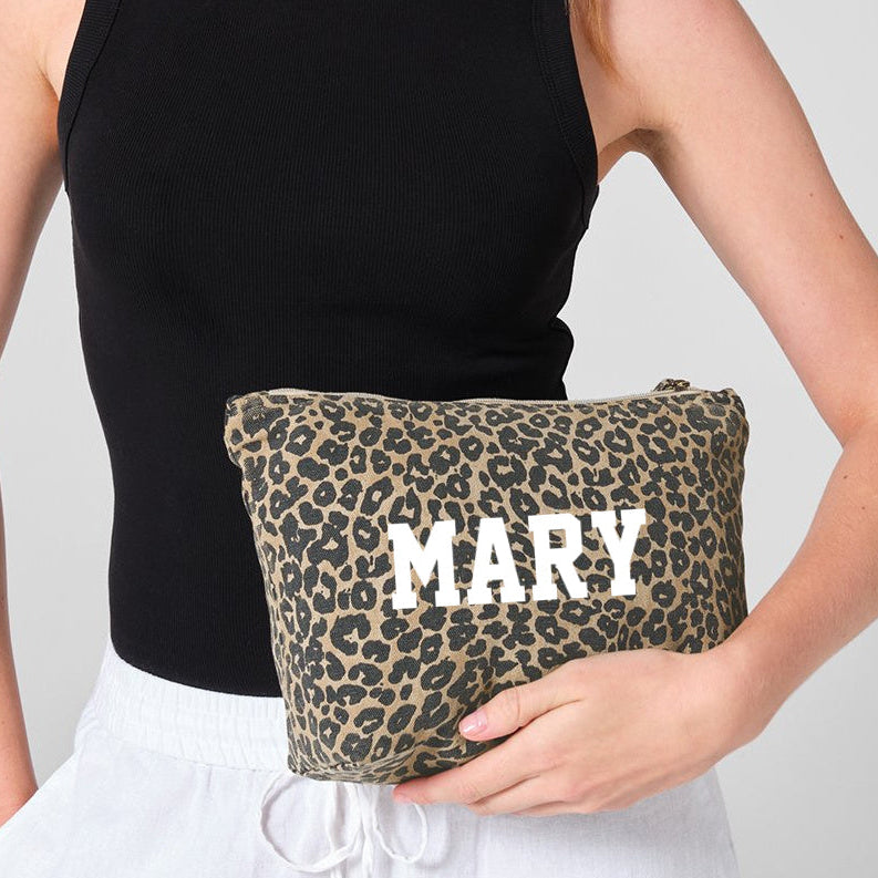 NEW! Leopard Print Canvas Accessory Bag