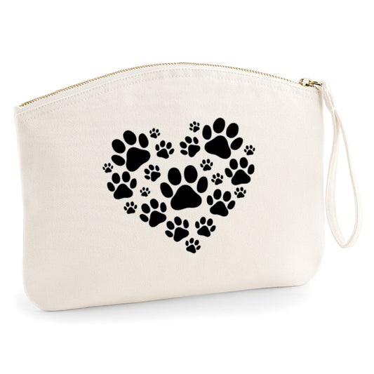 Large Natural Canvas Wristlet - Zipped Pouch with Wrist Strap