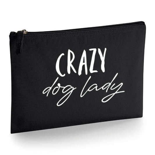 Crazy Dog Lady Makeup Bag - Black with White Glitter