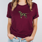 Load image into Gallery viewer, maroon t shirt with animal print dog
