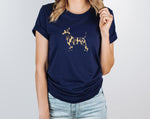 Load image into Gallery viewer, navy t shirt with animal print dog

