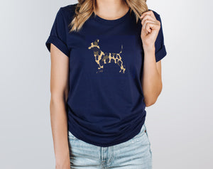 navy t shirt with animal print dog