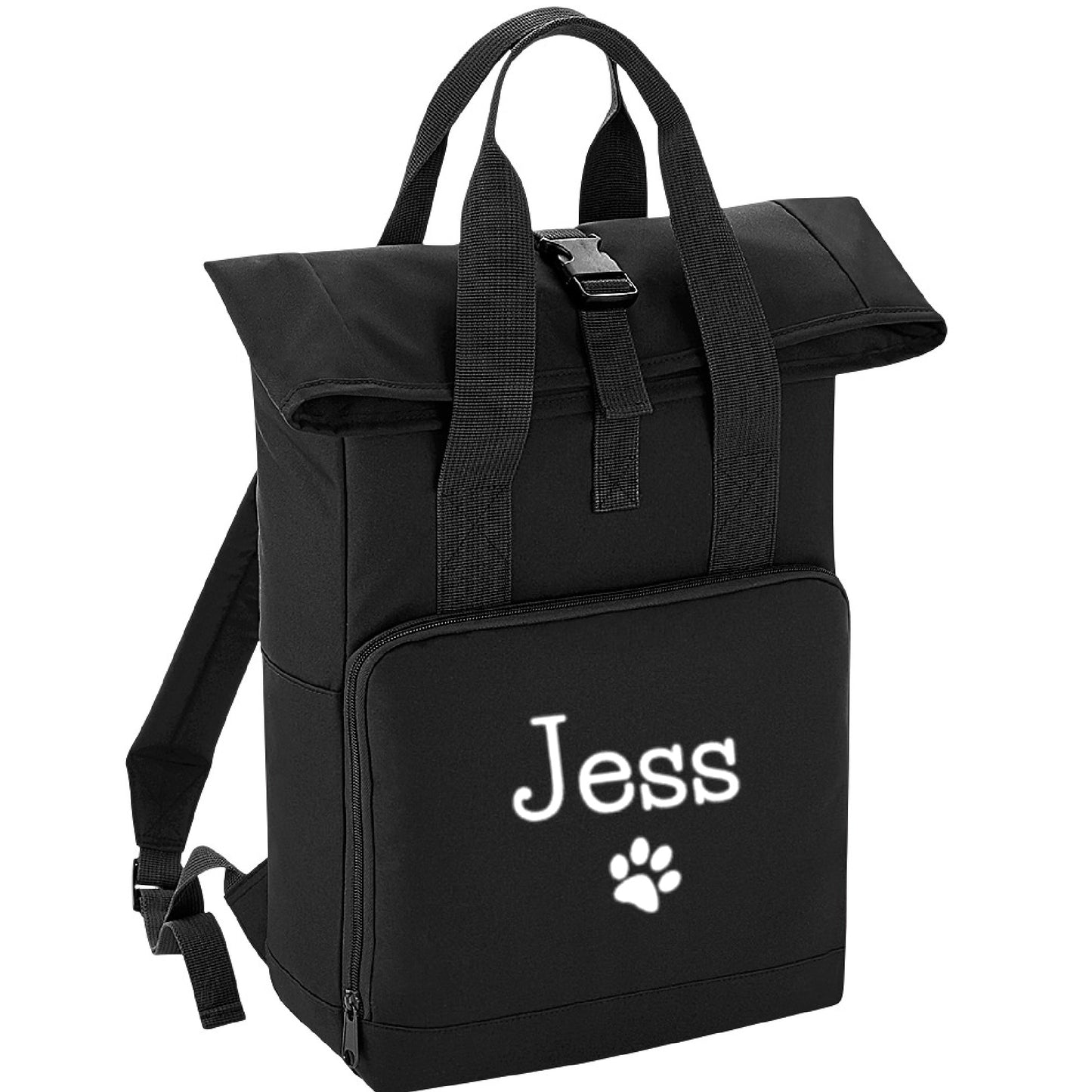 Dog Bag, Personalised Roll Top Backpack, Doggy Day Care Rucksack