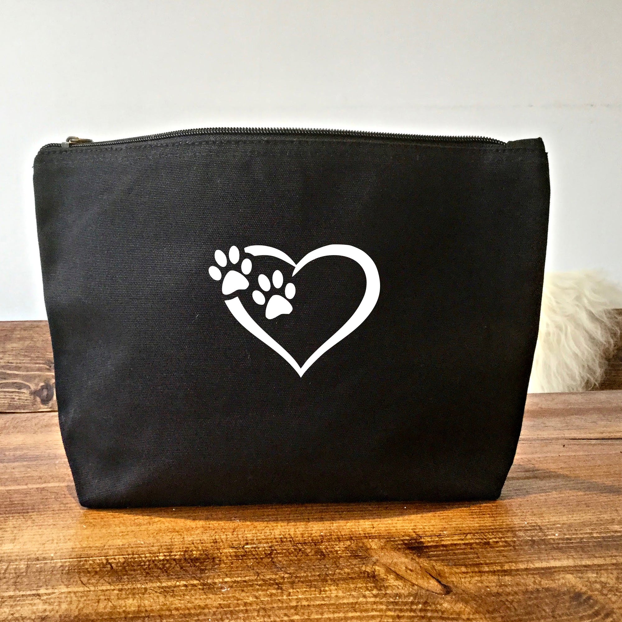 Paws and Heart Make Up Bag - Organic Canvas