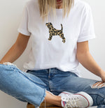 Load image into Gallery viewer, white t shirt with animal print dog
