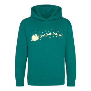 Children's Glow in the Dark Christmas Hoodie, 'Santa and his Dogs' Kids Hoodie