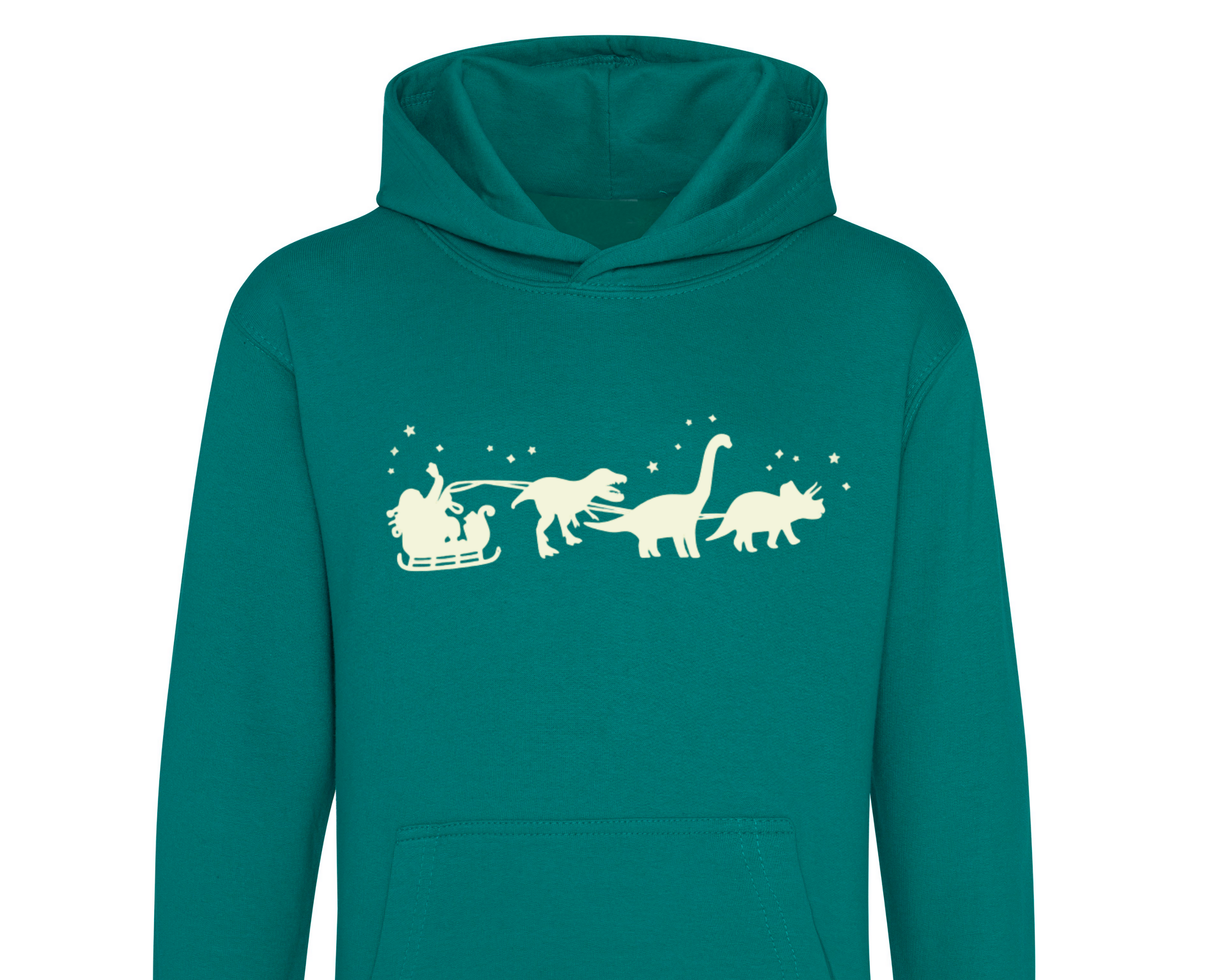 Glow in the Dark Christmas Dinosaur Kids Hoodie