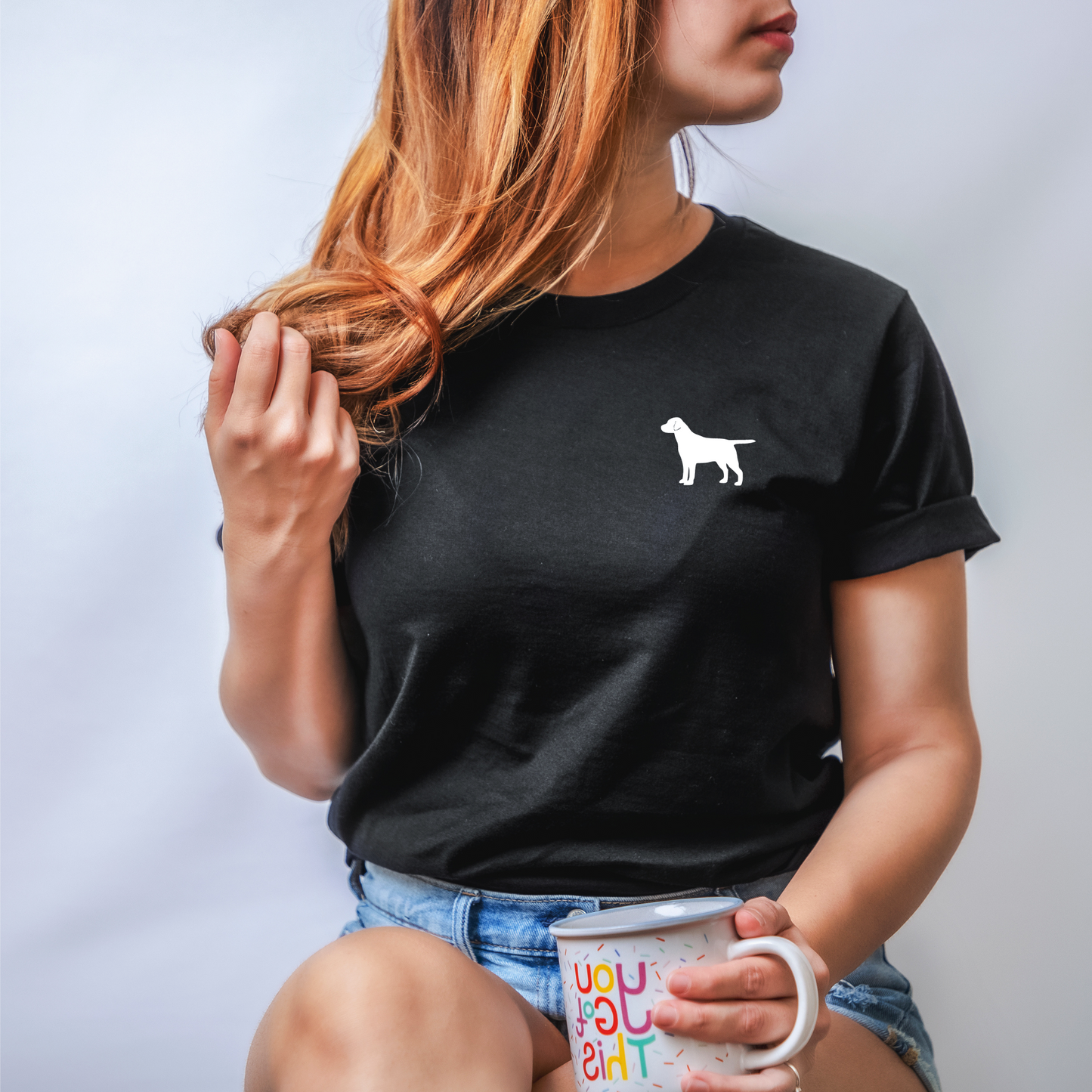 black organic t shirt with dog logo