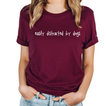Load image into Gallery viewer, maroon easily distracted by dogs t shirt
