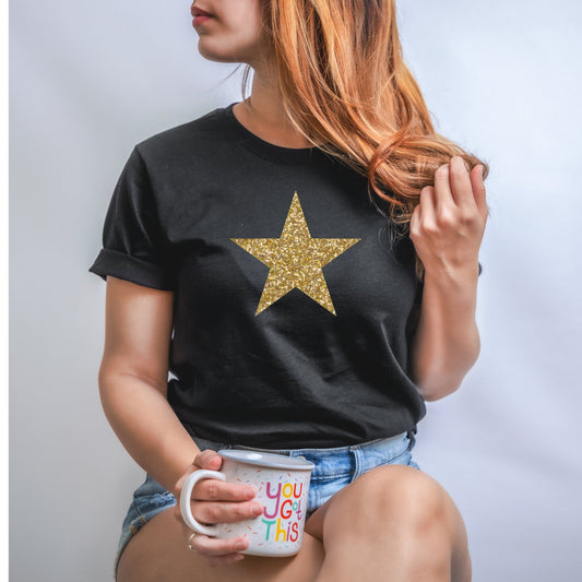 Star T-Shirt, Black Organic Cotton Shirt