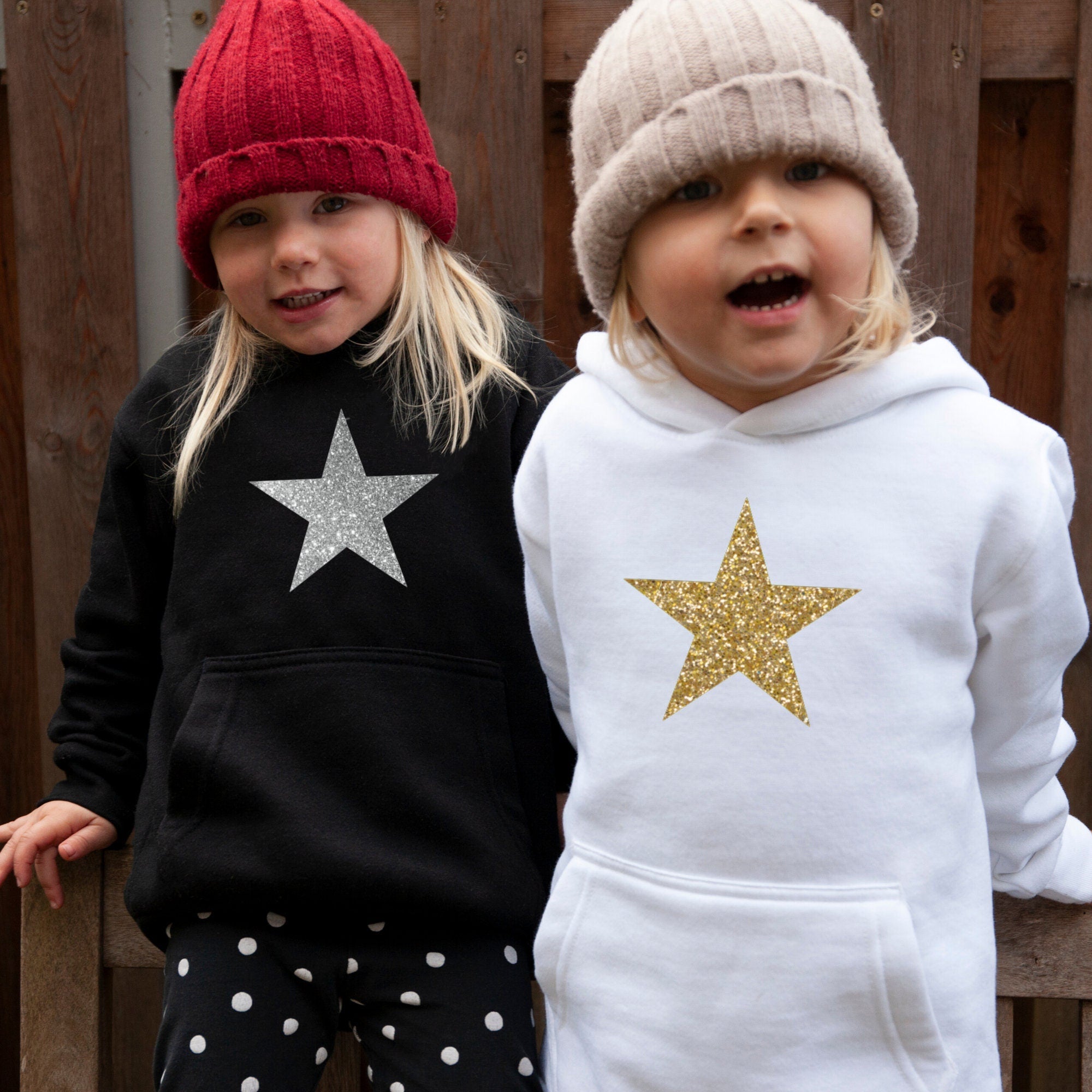 Glitter Star Hoodie, Childrens Hoodie, Christmas Hoodie