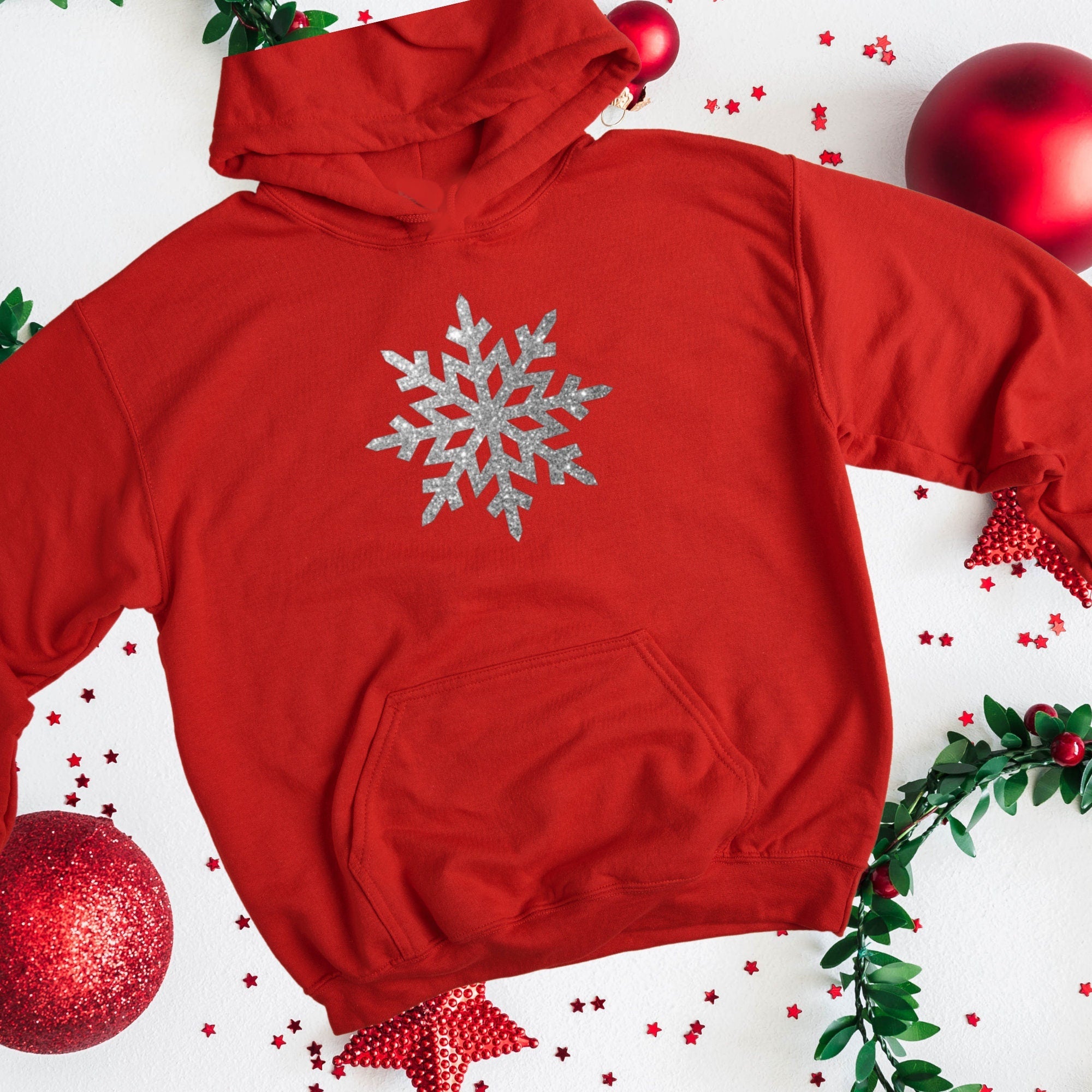 Red snowflake hoodie sale