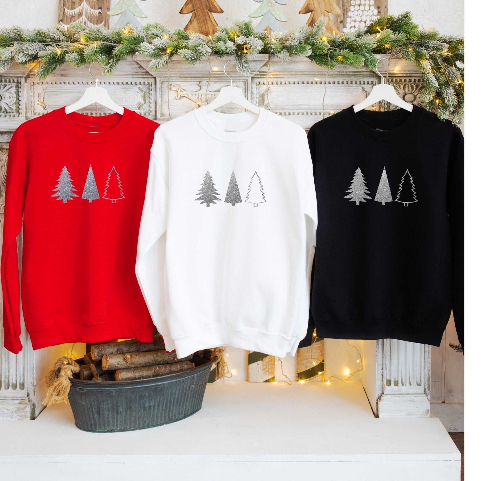 Christmas Sweatshirt Christmas Tree Jumper Glitter Christmas Jumper