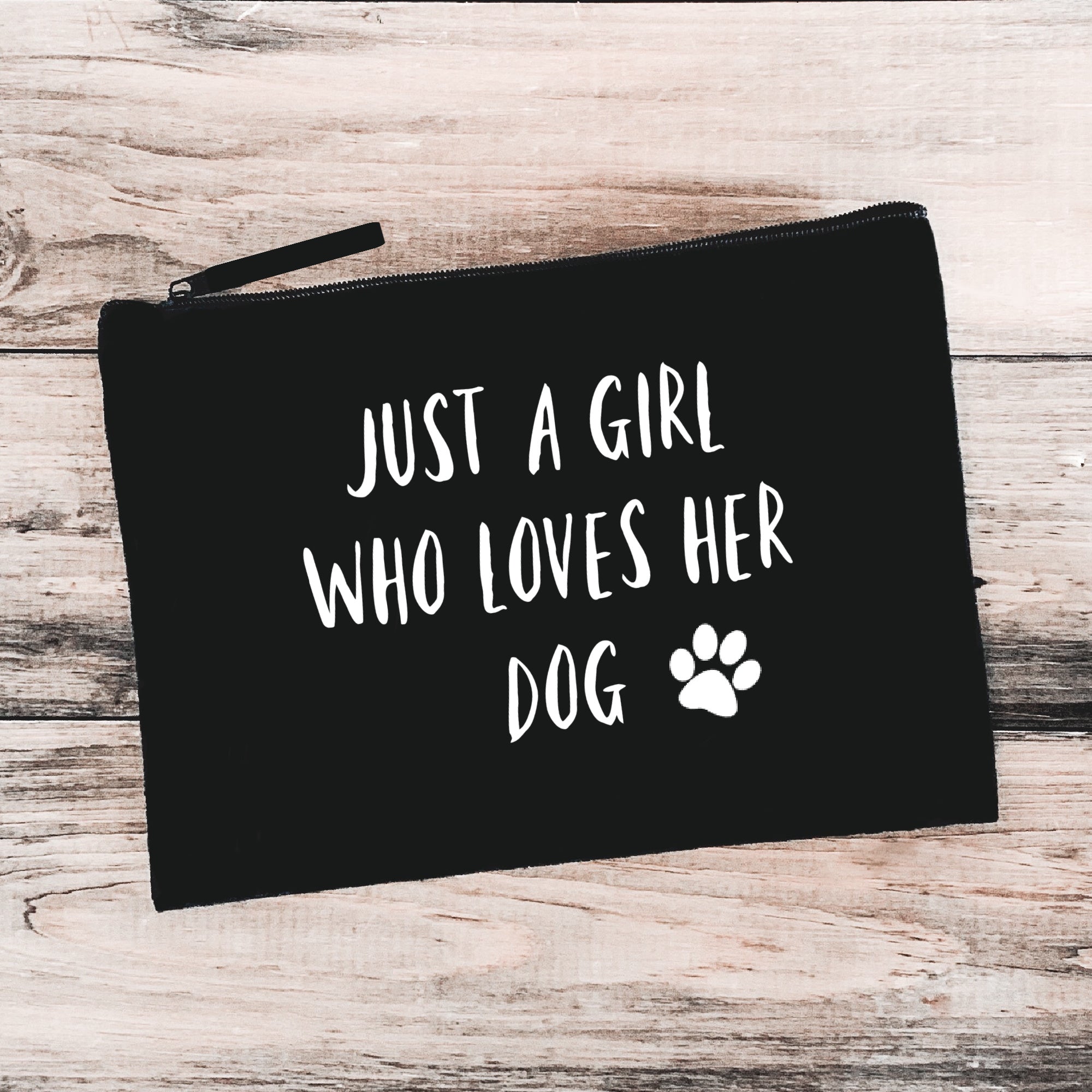 Just A Girl Who Loves her Dog - Organic Canvas Cosmetic Bag