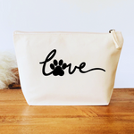 Load image into Gallery viewer, Dog Love Makeup Bag - Organic Canvas Cosmetic Pouch
