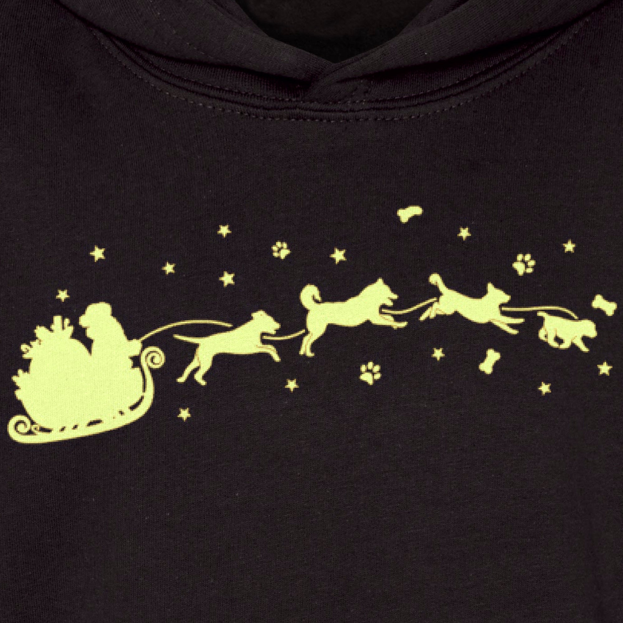 Children's Glow in the Dark Christmas Hoodie, 'Santa and his Dogs' Kids Hoodie