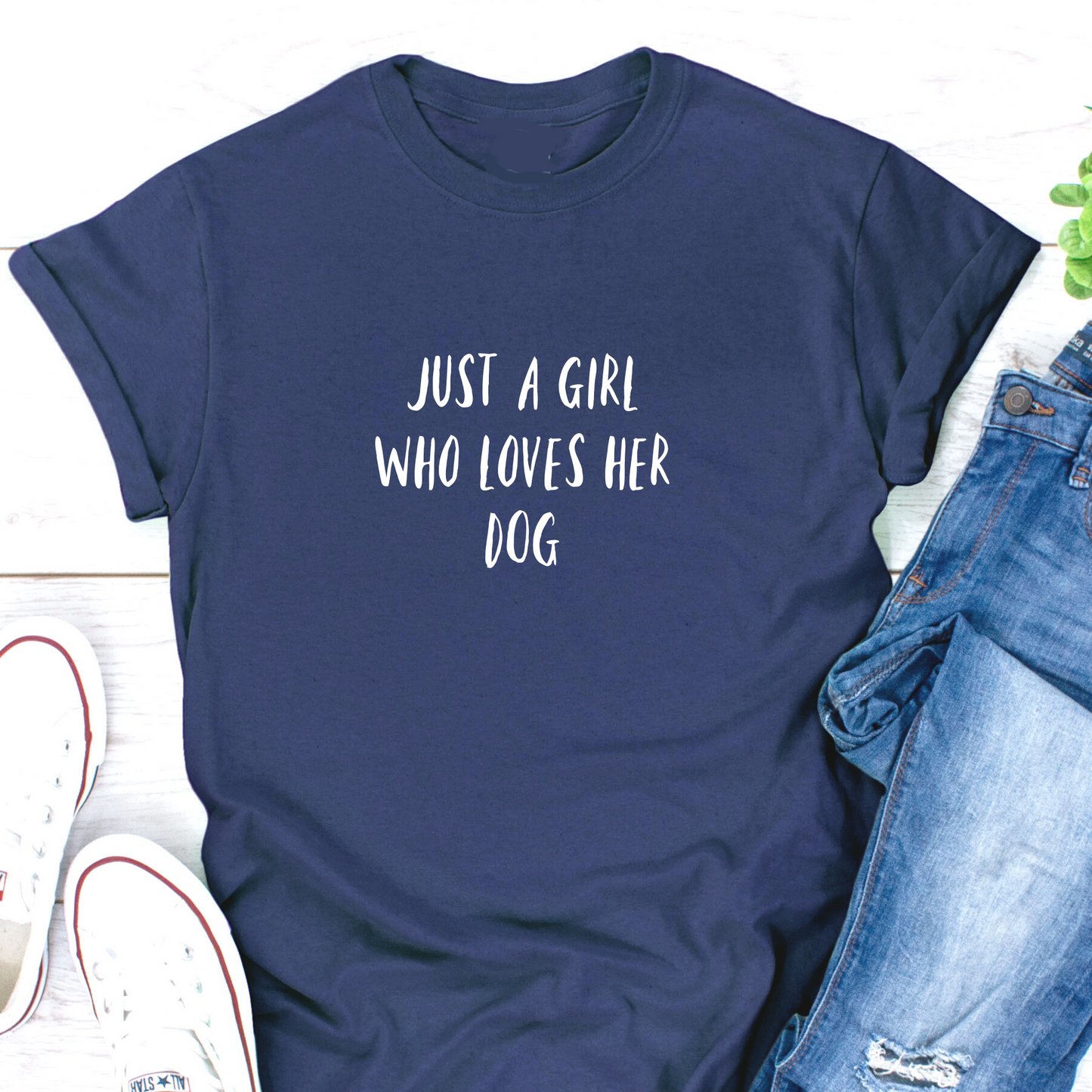 Just a girl who loves her Dog T-shirt - Soft Organic Cotton